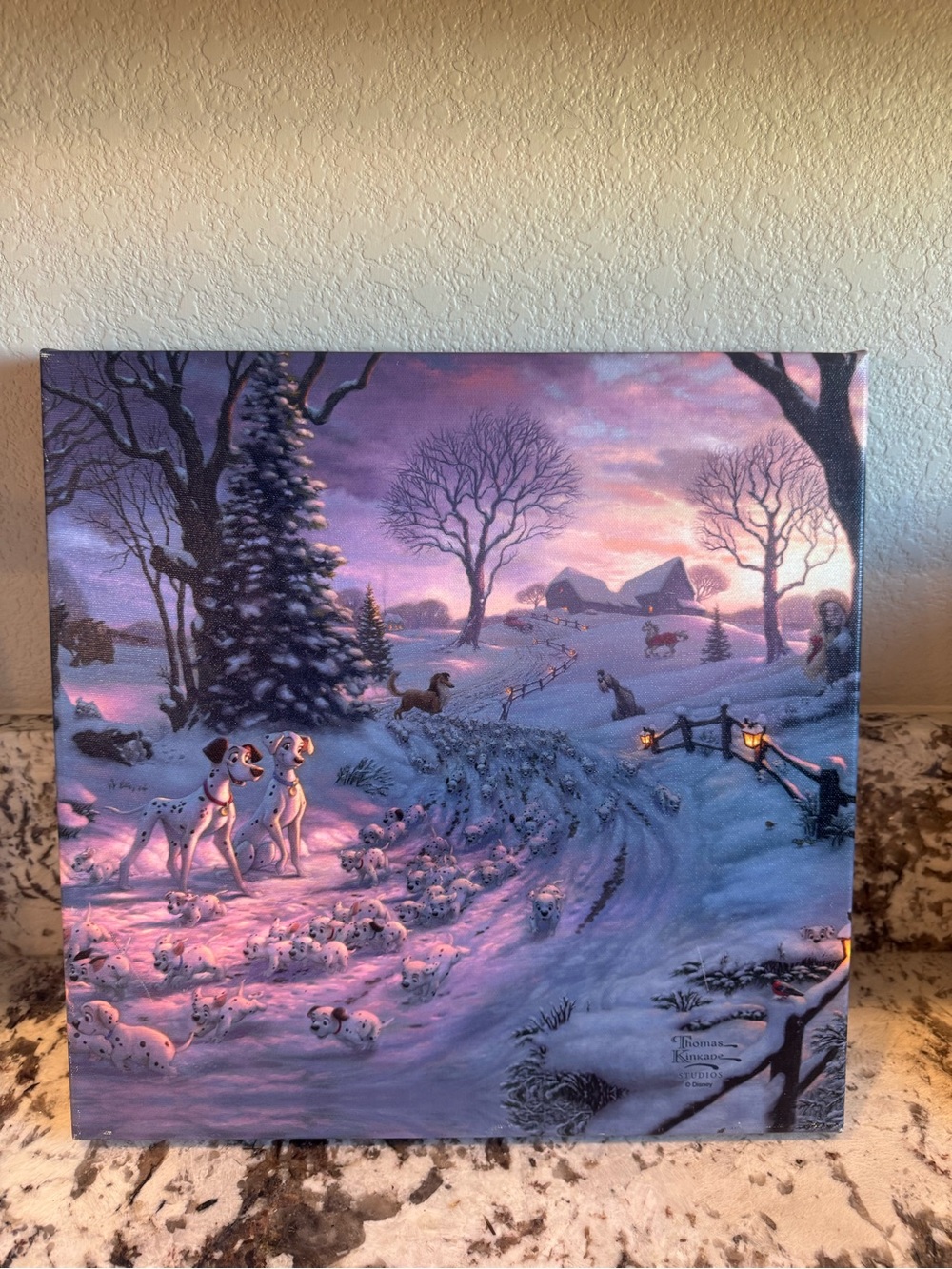 Thomas Kinkade Studios Disney 101 Dalmatians Canvas Wall Art 14x14